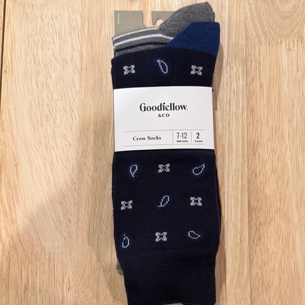 GOODFELLOW & CO Men’s Blue & Gray Crew Socks 2-Pack NWT